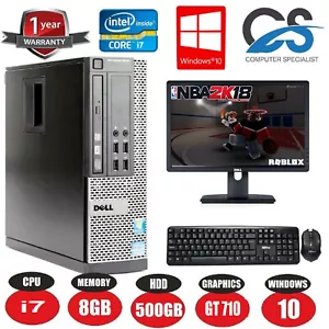 FAST GAMING DELL/HP BUNDLE TOWER FULL SET COMPUTER SYSTEM INTEL i7 8GB 1TB GT710 - Picture 1 of 3