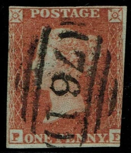 1841 1d Red Pl 175 PE Rare Plate SUNDERLAND 761 Cancel Fine Used Cat. £750.00 - Picture 1 of 2