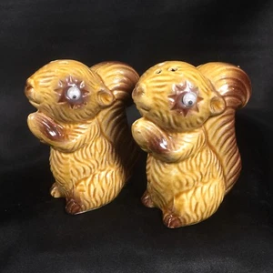 Vintage Squirrel Salt Pepper Shakers Googly Eyed NEVER USED Kinda Weird JAPAN - Picture 1 of 7