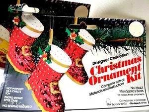 Lot of 3 Designer Collection Christmas Ornament Kit Mini Santa Boots M643 THL - Picture 1 of 2