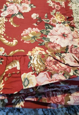 NWOT Vtg RALPH LAUREN Full Flat Sheet Marseilles Floral Red Ruffles Cotton USA - Image 1 of 4