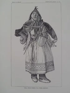 Inuit Eskimo Doll Indian Women Nenenot Northern Quebec Canada 1894 Print - Picture 1 of 2