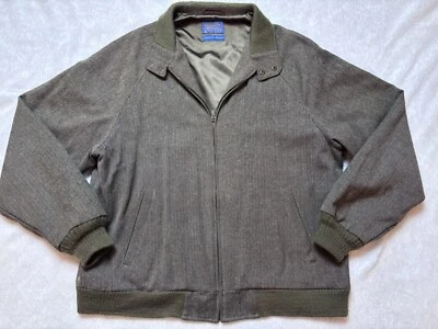 Pendleton Wool Overcoat Jacket Adult Large Olive Brown Herringbone Casual Mens - Image 1 of 4
