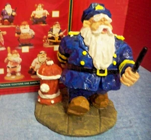 Figura Life With Santa policía aspecto de madera tallada 7" resina T 1996 caja original - Imagen 1 de 5