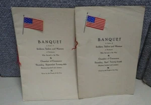Programas de banquetes de 2 soldados marineros e infantes de marina 1919 Rochester NY - Imagen 1 de 3