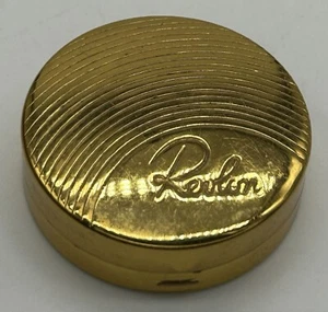 VINTAGE REVLON GOLD METAL MIRRORED COMPACT CAKE CHEEK ROUGE BLUSH  Russet color - Picture 1 of 4