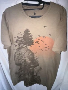 Junk Food Men's Thinking Nature Birds T-Shirt, Brown, Size L, NWOT - Picture 1 of 3