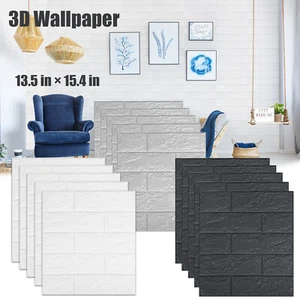 5-20Pcs 3D Tile Brick Wall Sticker Self-adhesive Waterproof Foam Panel Wallpaper - Picture 1 of 47