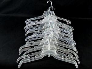Lot 30 Clear Plastic Retail Hangers Wire Hook Double Notched Shirt Non Slip 