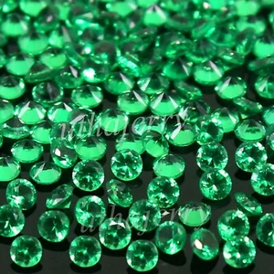 Certified Natural MUZO Colombian Green Emerald 0.90 mm Round Gemstone 50 Pcs Lot - Picture 1 of 7