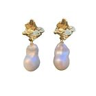 Gorgeous Natural White Baroque 22X13.5mm freshwater pearl S925 Earring stud #287