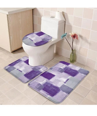 Bathroom Rugs Sets 3 Piece with Toilet Cover U Shaped Toilet Rug  - Image 1 of 4