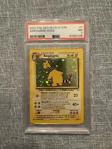 AMPHAROS 1/64 Unlimited Neo Revelation ๐Swirl๐ Holo Rare Pokemon ๐PSA 7 NM๐ - Picture 1 of 2