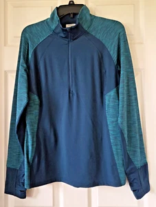DANSKIN NOW Dark Green 1/4 Zip Cold Gear Top Athletic Pullover Women's L 12-14 - Picture 1 of 11