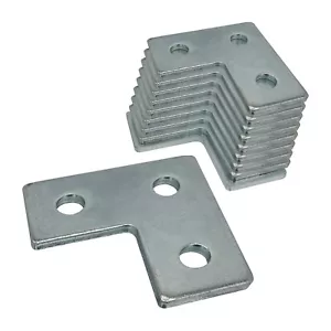(10) 3 Hole "L" Shaped Flat Plate Connector for 1-5/8" Strut Channel, Galvanized - Picture 1 of 3