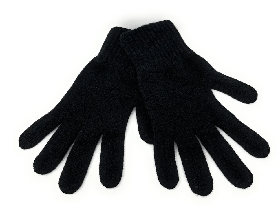 Pure Lambswool Gloves - Womens Short Cuff - Black - Made in Scotland UK - Image 1 of 1