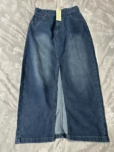 RACHEL ZOE Long Denim Skirt Women's Size 2 Blue Front Slit CLASSIC RETRO Y2K New - Picture 1 of 12
