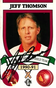 Signed 1990 1991 Queensland Cricket Courier Mail Card - Jeff Thomson - Picture 1 of 3