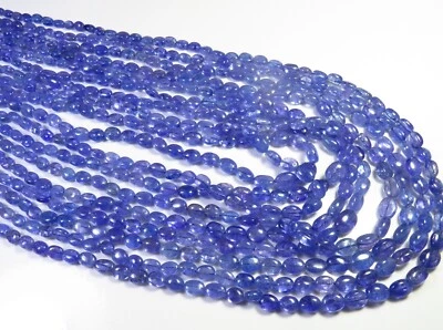 African Blue Tanzanite Oval Smooth Natural Gems Beads 5-9mm 4-18inches GV-4296 - Image 1 of 4