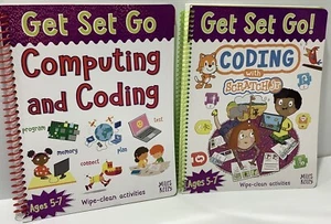 Get Set Go X2 Kids Books Computing & Coding Ages 5 To 7 Wipe Clean School - Picture 1 of 13