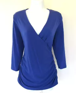 TOP SOVRAPPOSTO MICHAEL KORS TAGLIA MEDIA BLU POLI SPANDEX ARGENTO CERNIERA DRAPPEGGIATA - Foto 1 di 12