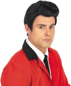 Schwarze 50er Jahre Quiff Perücke Herren Teddy Boy Rock N Roll Kostüm Zubehör - Bild 1 von 2