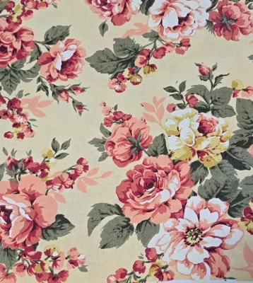 VIP Cranston 2007 Peach Beige Floral Quilt Cotton Fabric 2.2 yds - Image 1 of 2