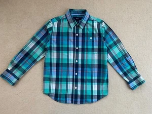 GAP Kids Boys Green And Blue Check 100% Cotton Shirt Age 8-9 Years - Picture 1 of 8