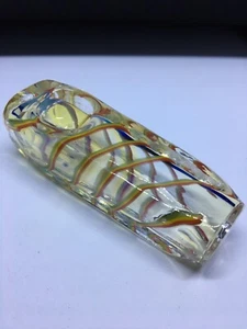 3” HEAVY BLOWN GLASS BLOCK SQUARE TOBACCO SMOKING HAND PIPE XC22 TUBE BRICK USA - Picture 1 of 12