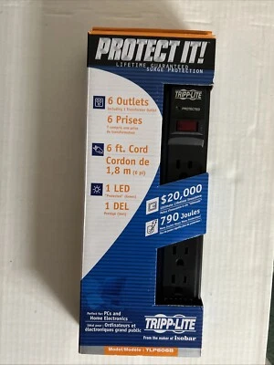 TLP606 Tripp Lite 6-Outlet Surge Protector, 6 ft. Cord, 790 Joules -TLP606 Nib - Image 1 of 3