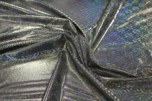 Tessuto Elasticizzato Argento Olografico, Larghezza Rotolo 120 cm, Fibra Mista. - Foto 1 di 2