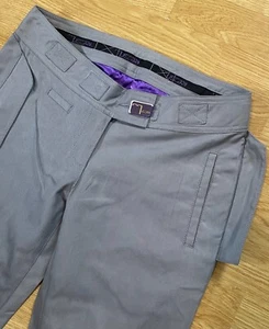 NWT New MUSCARII Gray Business Casual Designer Womens Grey Pants 27 Silk Lining - Picture 1 of 5