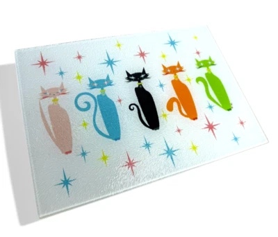 Atomic Retro Mid Century Kitty Cat Crew Cutting / Charcuterie Board Serving Tray - Image 1 of 4