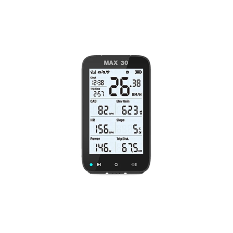 Ciclocomputer Bici da Corsa Mtb Max 30 GPS Potenza Cadenza BLE/ANT+ Schermo 3" - Immagine 1 di 4