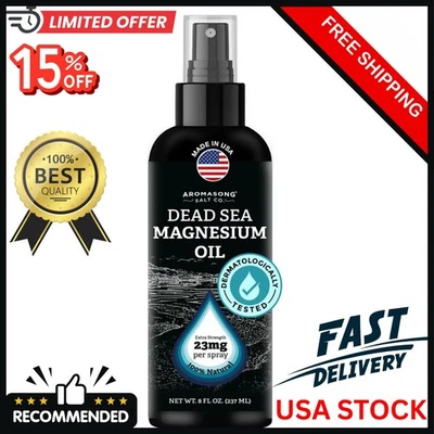 Spray de aceite de magnesio - tamaño grande 8 oz - fuerza extra - 100 % puro para menos picaduras Foto 1 de 4