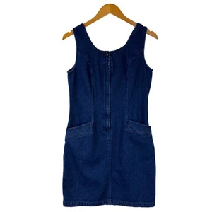 Forenza Women’s Denim Dress Size 8 Blue Front Zip Sleeveless Casual Jean - Picture 1 of 13
