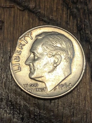 1964-P Roosevelt 90% Silver Dime Clipped Planchet - Image 1 of 2