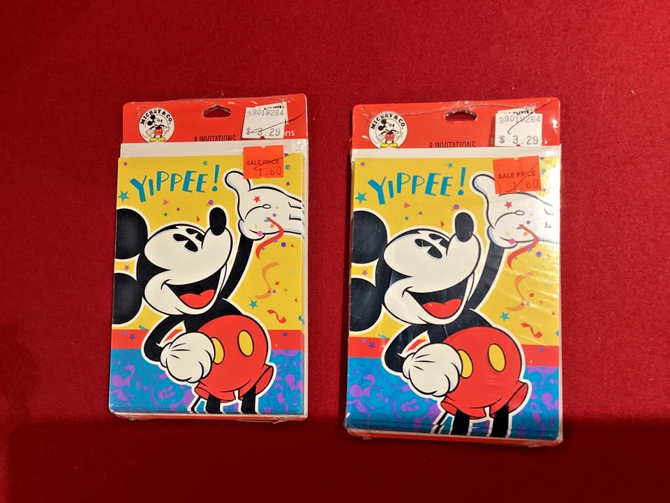 Pack de 2 invitaciones de fiesta de cumpleaños Mickey Mouse vintage nuevas en embalaje Foto 1 de 2