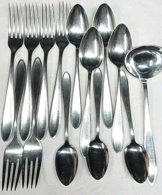 WMF Cromargan Germany Shadow point Flatware Lot 14 Pc - Image 1 of 3