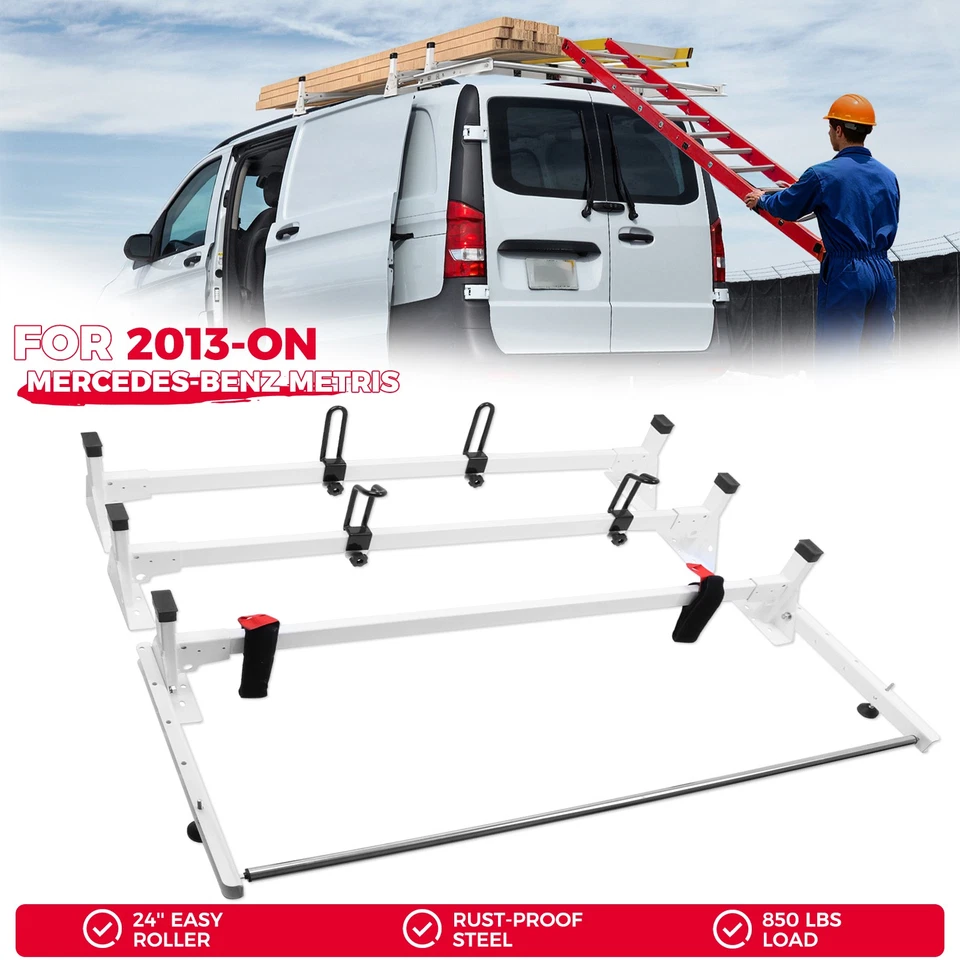 Escalera de techo para furgoneta de carga con rodillo de 24" para Mercedes-benz Metris 2013-en 3 barras Foto 1 de 4