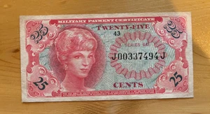 25c series 541 Pretty Lady Military payment certificate , AU - Picture 1 of 4