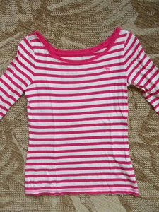 Abercrombie Kids Girls XL T-Shirt 3/4 Sleeve Scoop Neck Pink Moose - Picture 1 of 3