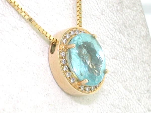 Paraiba Turmalin Anhänger 585 Gelbgold 14Kt Paraiba 2,89ct 20 Brillanten 0,10ct - Bild 1 von 5