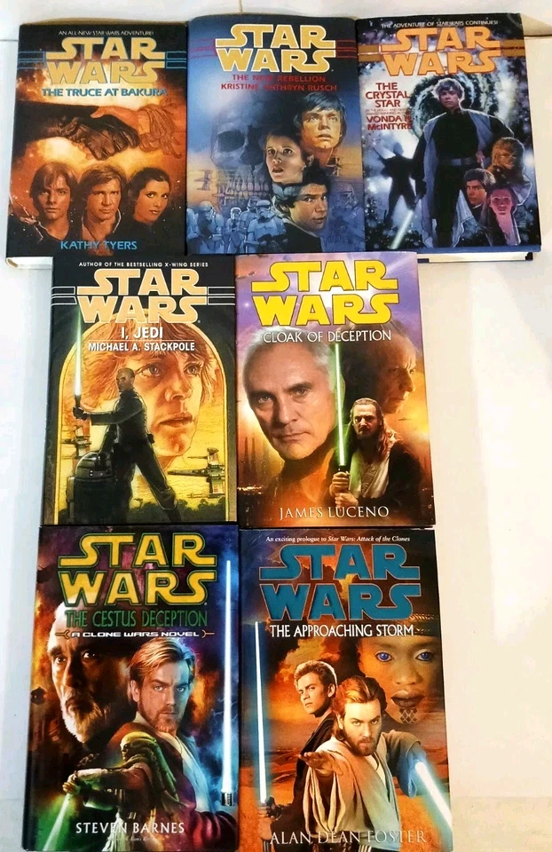 "Star Wars" "Various Authors 7 HC's DJ's 1st Ed. 1st printings '90's Y2K Sci-Fi - Imagem 1 de 4