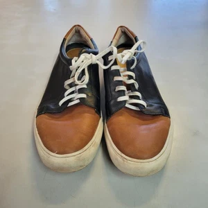 Peter Millar Leather Sneakers Mens 9.5M Brown Black Low Top Lace Up Casual Shoes - Picture 1 of 8