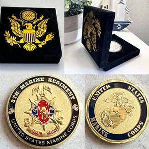 US MARINE CORPS - 8º REGIMIENTO DE MARINES Moneda Desafío con Estuche de Terciopelo - Imagen 1 de 3
