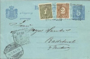 Netherland Indies postalcard HG:10 uprated Sc#17,#18 MEDAN 16/11/1896 to Germany - Picture 1 of 3