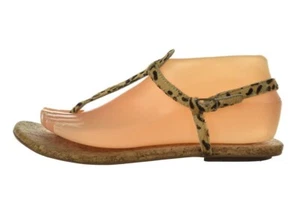 Envy Capture Shoes Size 7.5 Beige Animal Print Ankle T Strap Sandals Cow Hide - Picture 1 of 6
