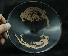 15.5 cm Chinese Jizhou Kiln Porcelain Bowl Old Pottery Dragon Bowl