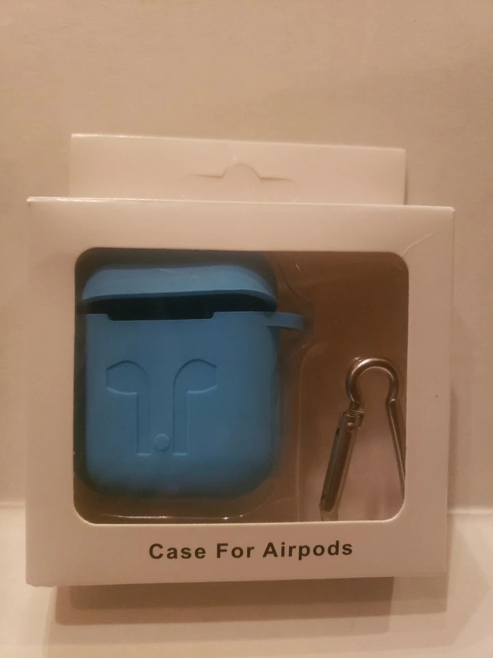 For Apple AirPods 1/2 Silicone Charging Case Cover with Keychain blue  - Image 1 of 2